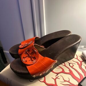 Tory Burch Vintage Orange Wedge Sandals